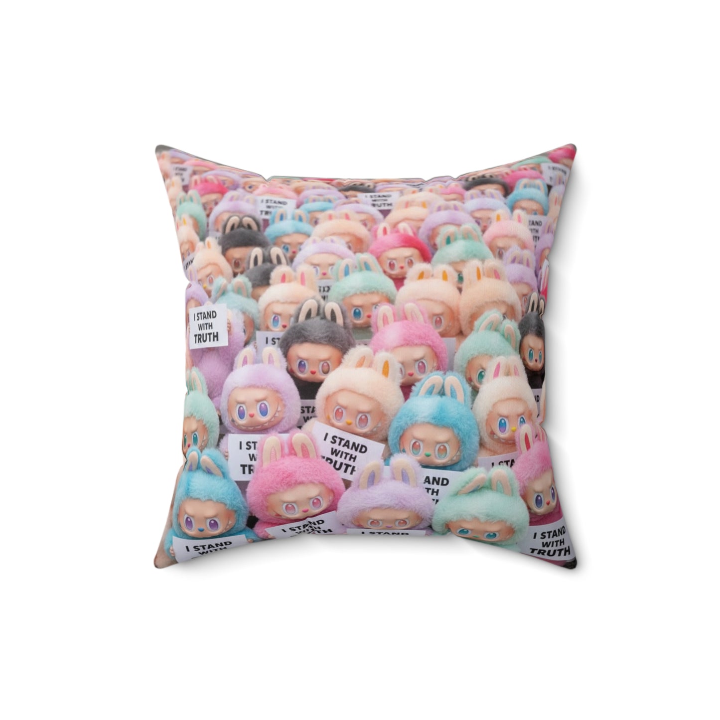 Cute LABUBU Decorative Pillow — "I Stand With Truth"