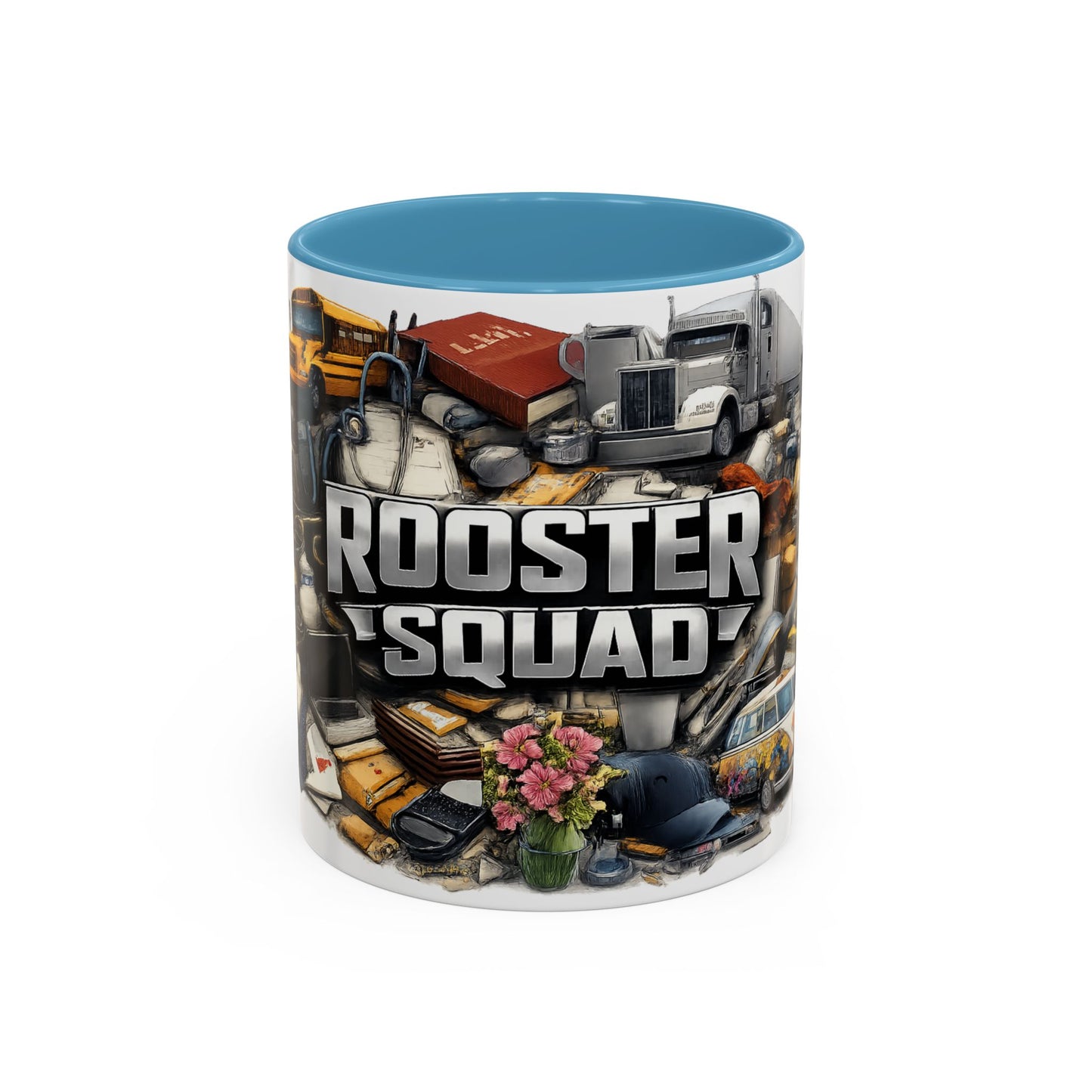Rooster Squad Accent Coffee Mug — 'Rooster Squad, Loud and Proud' Bright Ceramic Mug