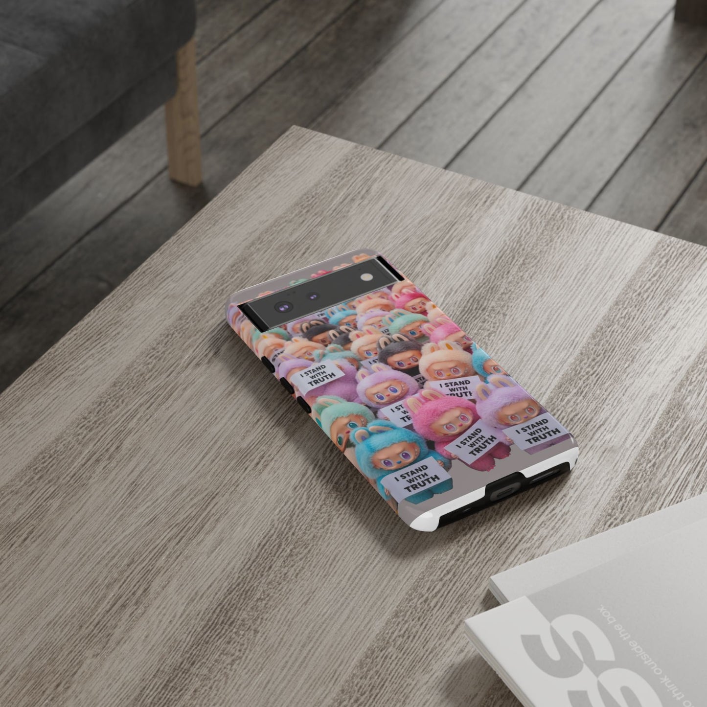 Cute Labubu  Phone Case — "I Stand With Truth" Pastel Doll Design
