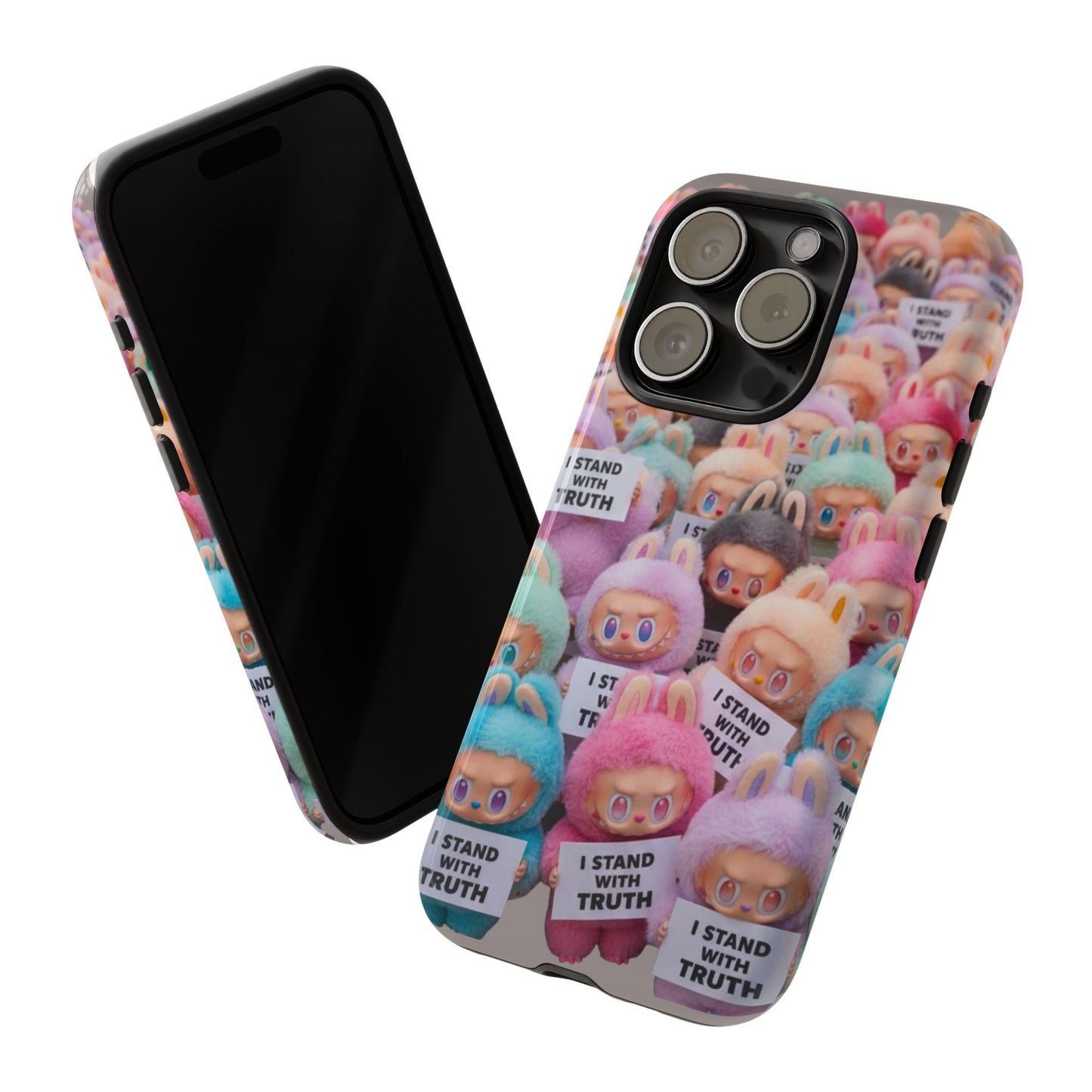 Cute Labubu  Phone Case — "I Stand With Truth" Pastel Doll Design