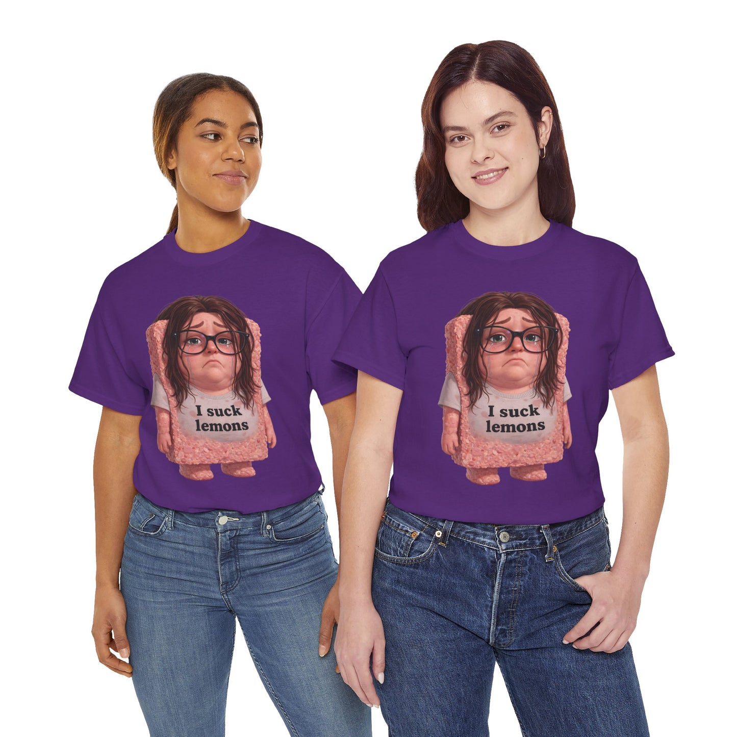 Graphic Tee — Cute Sad SPAM  Character with 'I suck lemons' Slogan