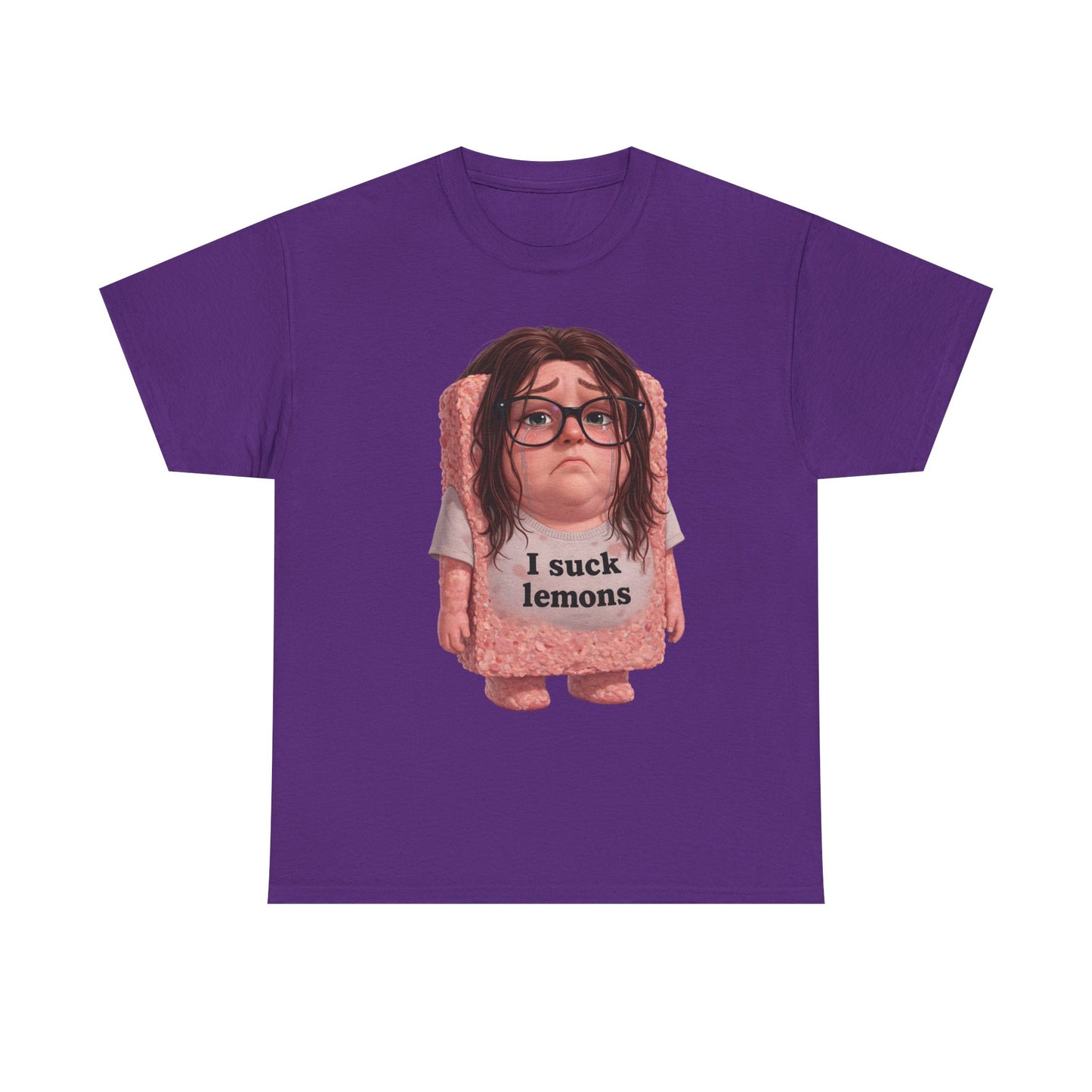 Graphic Tee — Cute Sad SPAM  Character with 'I suck lemons' Slogan