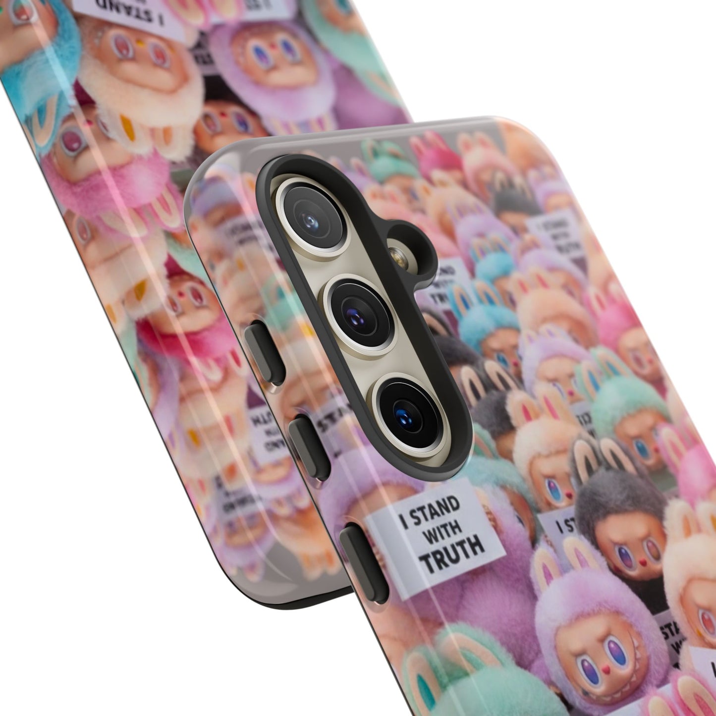 Cute Labubu  Phone Case — "I Stand With Truth" Pastel Doll Design
