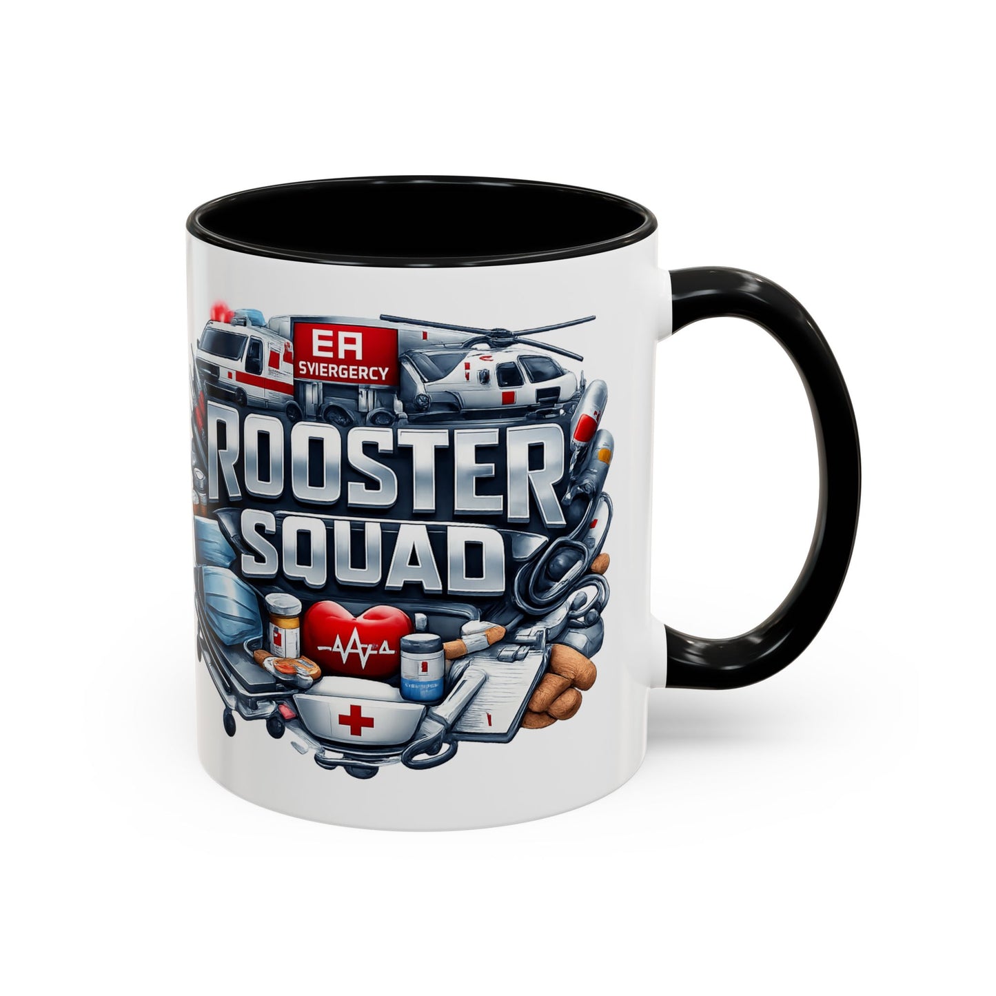 Rooster Squad Emergency Medical Coffee Mug — EMT Paramedic Rescue Accent Mug (11/15oz)