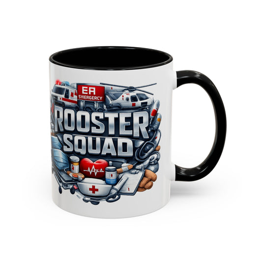 Rooster Squad Emergency Medical Coffee Mug — EMT Paramedic Rescue Accent Mug (11/15oz)