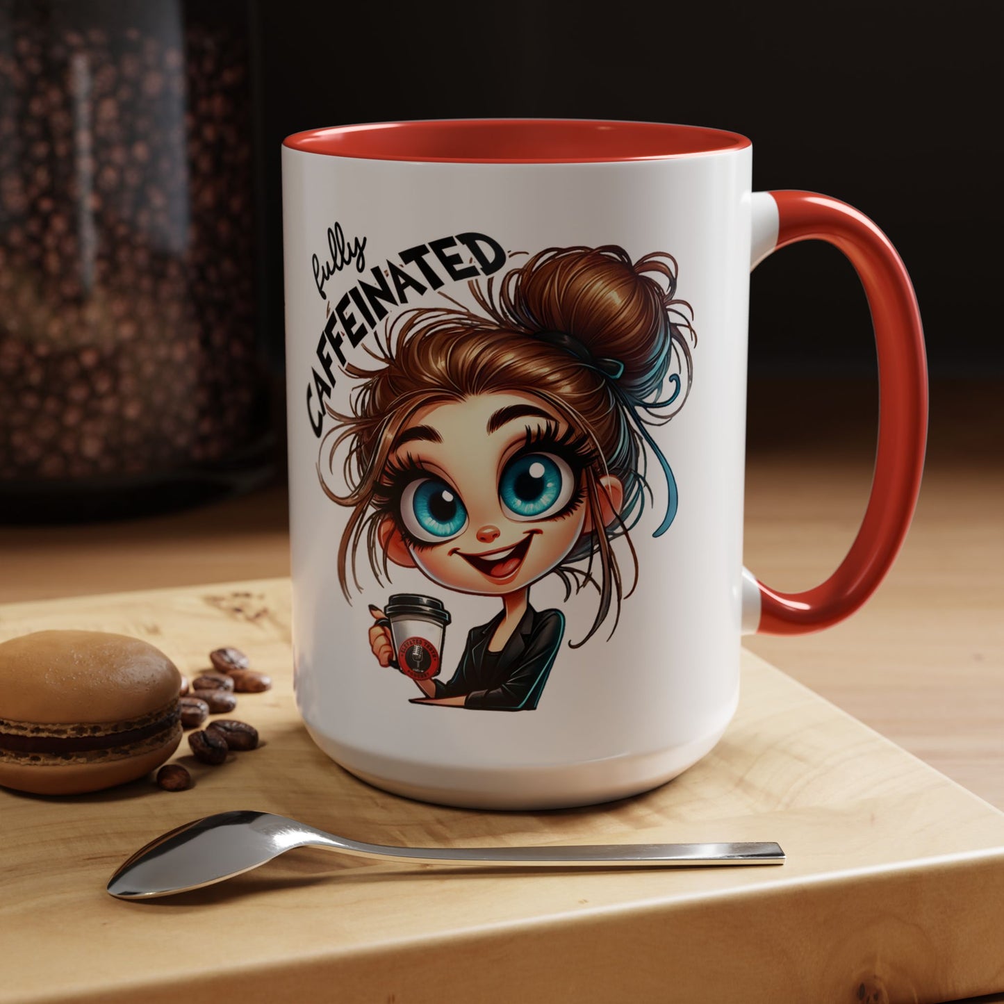 Funny Brown-Haired Girl Coffee Mug — "Messy Before Coffee, Fabulous After Coffee"