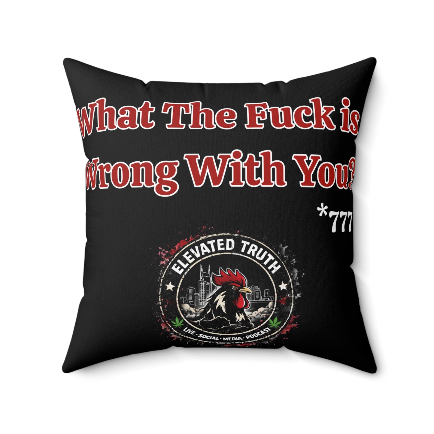 Funny Graphic Throw Pillow — "The Exceptionally Average Yard Sale" & Bold Red ET Logo