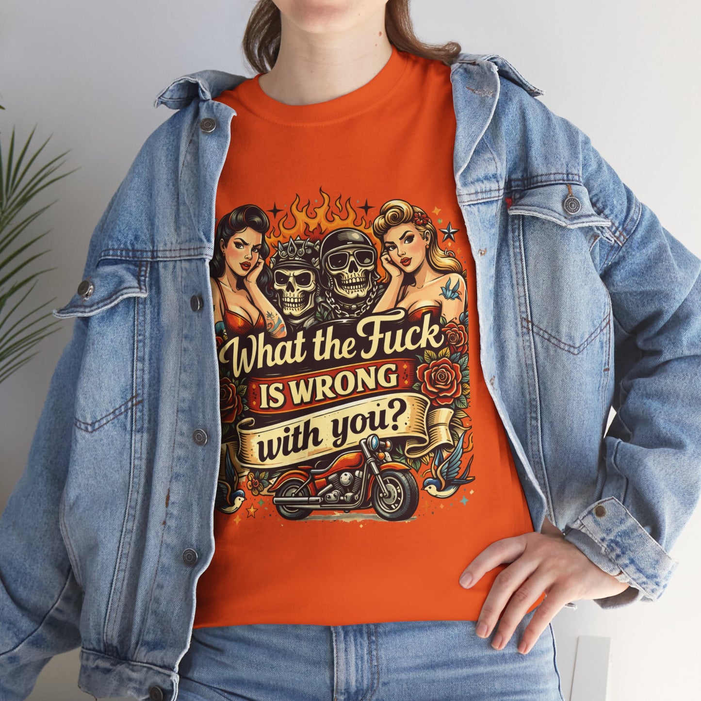 Vintage Skull & Pinup Tattoo Design __What the F*ck Is Wrong With You? Graphic Tee —