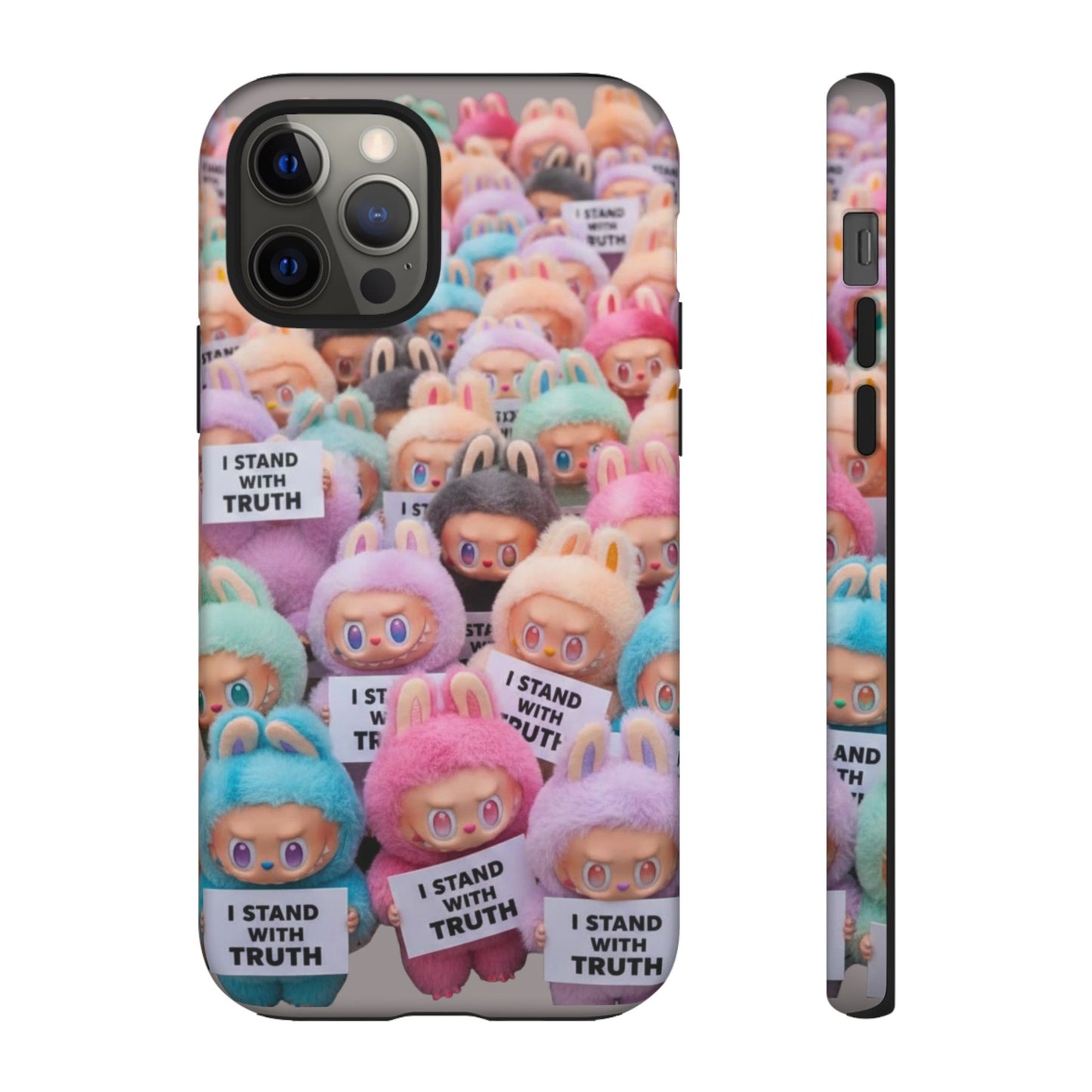 Cute Labubu  Phone Case — "I Stand With Truth" Pastel Doll Design