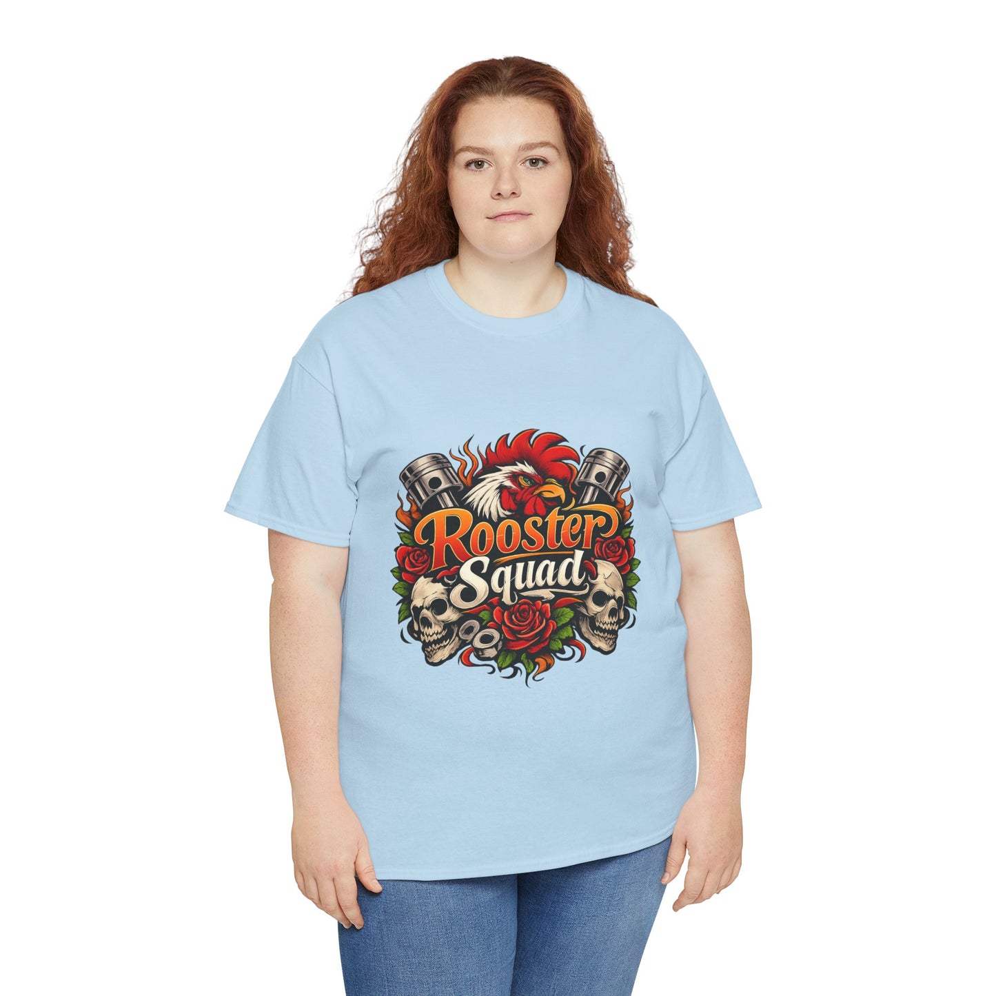 Rooster Squad Graphic Tee — Retro Skull & Pistons Vintage Motorcycle Shirt