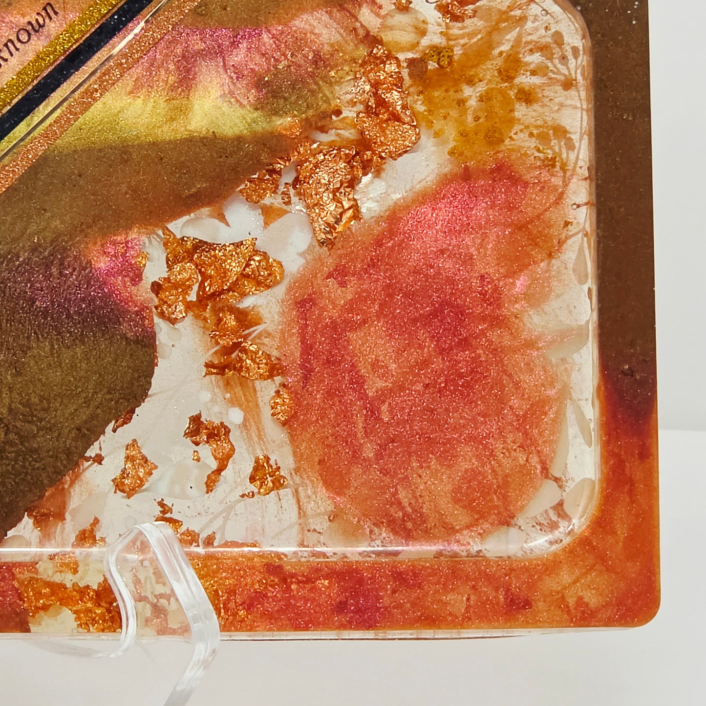 Handmade Resin Rolling Tray Set – Copper Grey White Floral | Give Without Remembering | 4-Piece with Jar Ashtray + Pipe Rest | Savage Studio Creations
