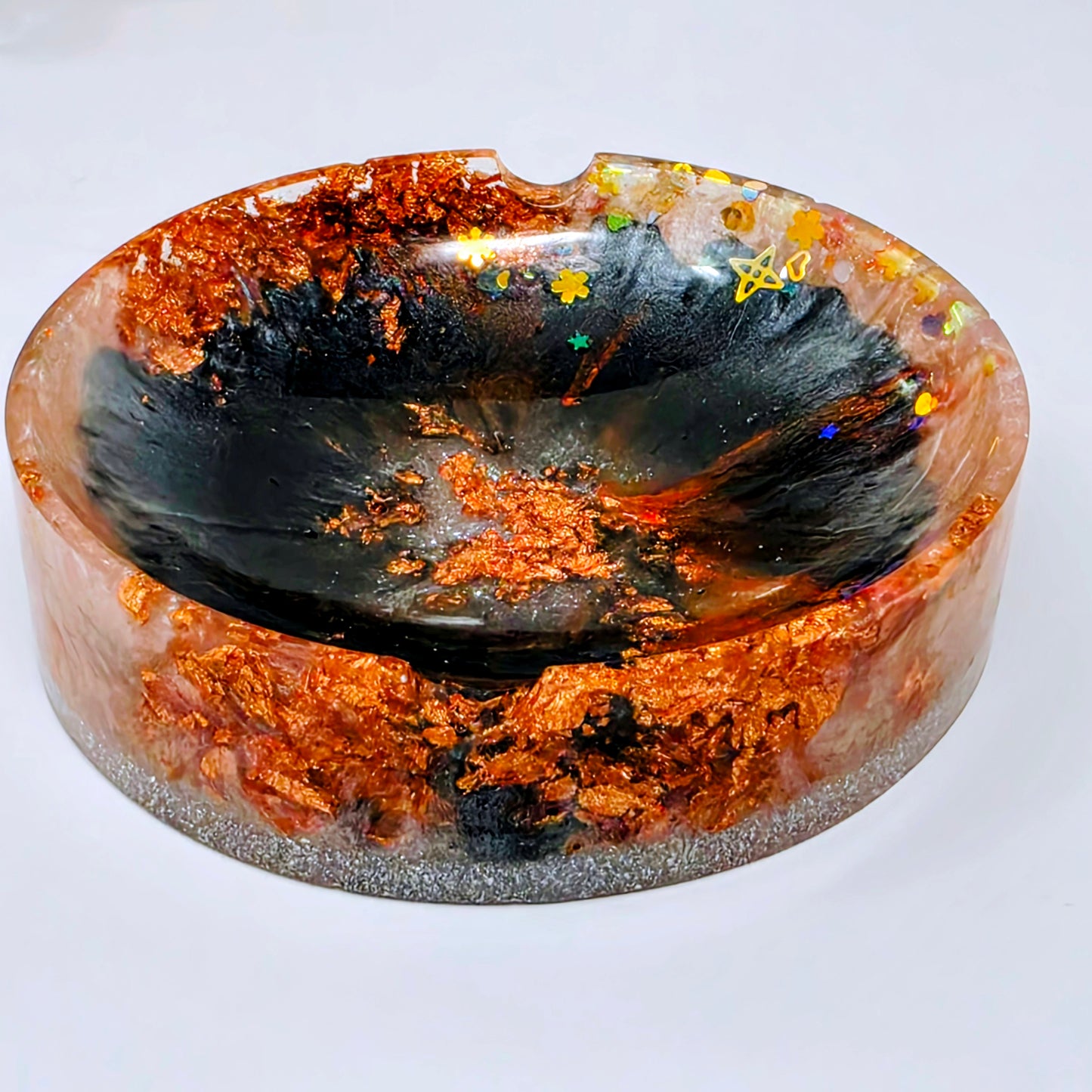 Handmade Resin Rolling Tray Set – Copper Black White Marble | Carpe Diem | 4-Piece Set with Ashtray, Jars + Pipe Rest | Savage Studio Creations