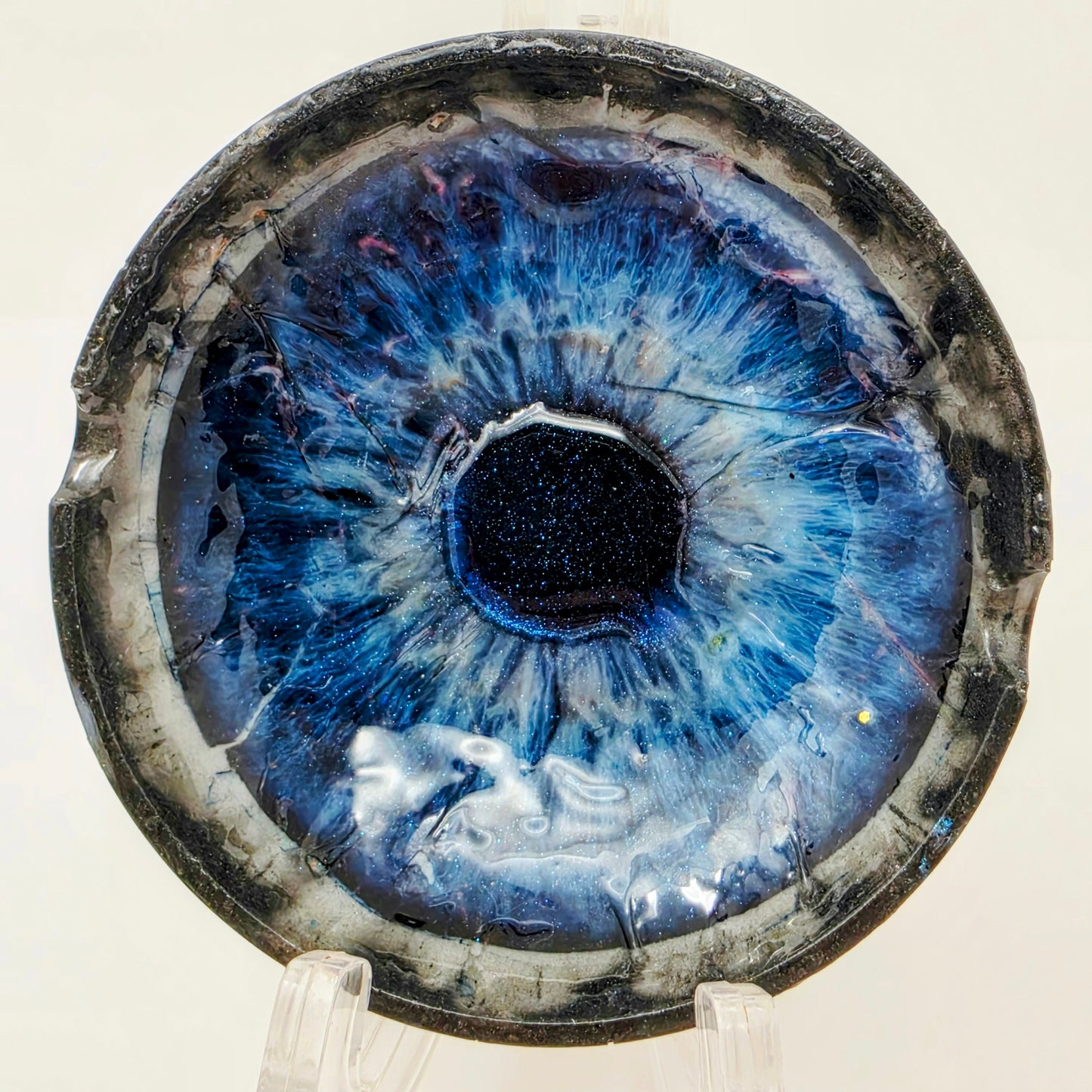 Handmade Resin Ashtray – Deep Blue Galaxy Eye | Midnight Iris | Round Art Ashtray | Savage Studio Creations