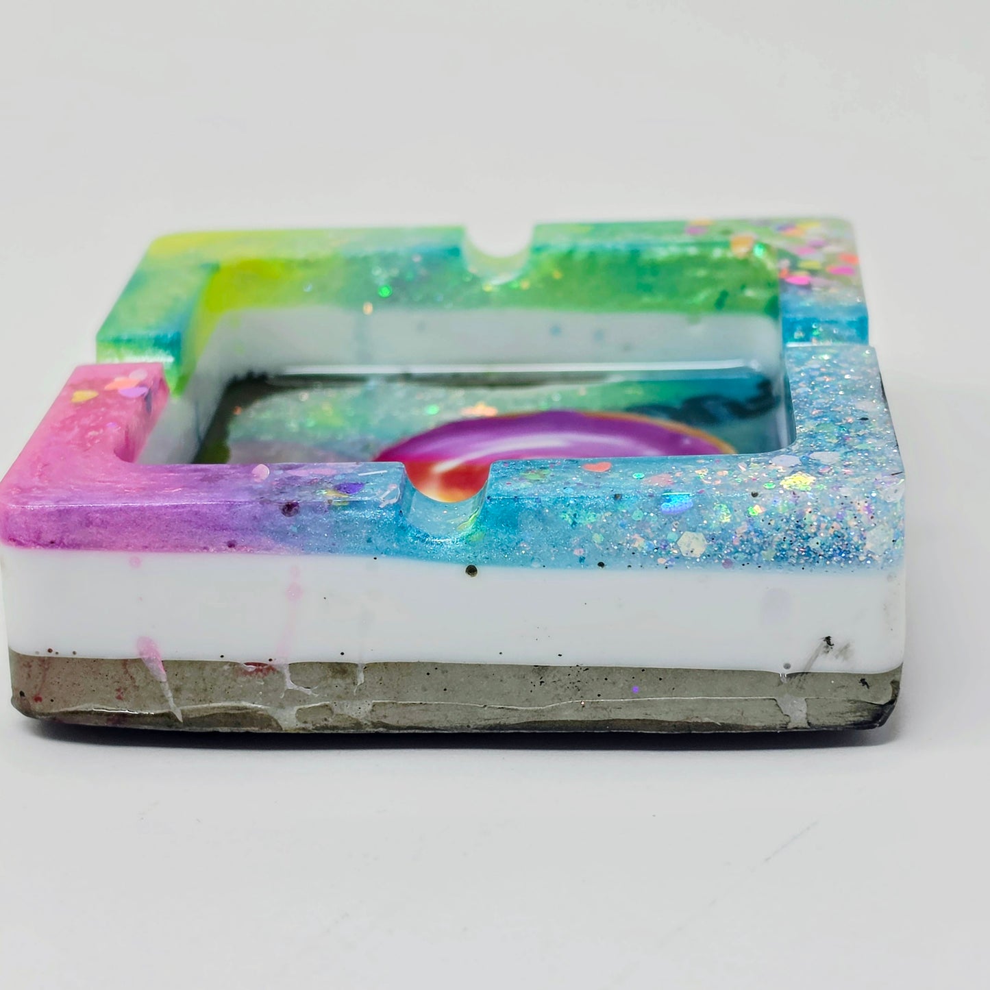 Handmade Resin Rolling Tray Set – Snarky Unicorn | I Like Sparkly Things & the Word F*ck | Neon Galaxy Tray + Ashtray | Savage Studio Creations