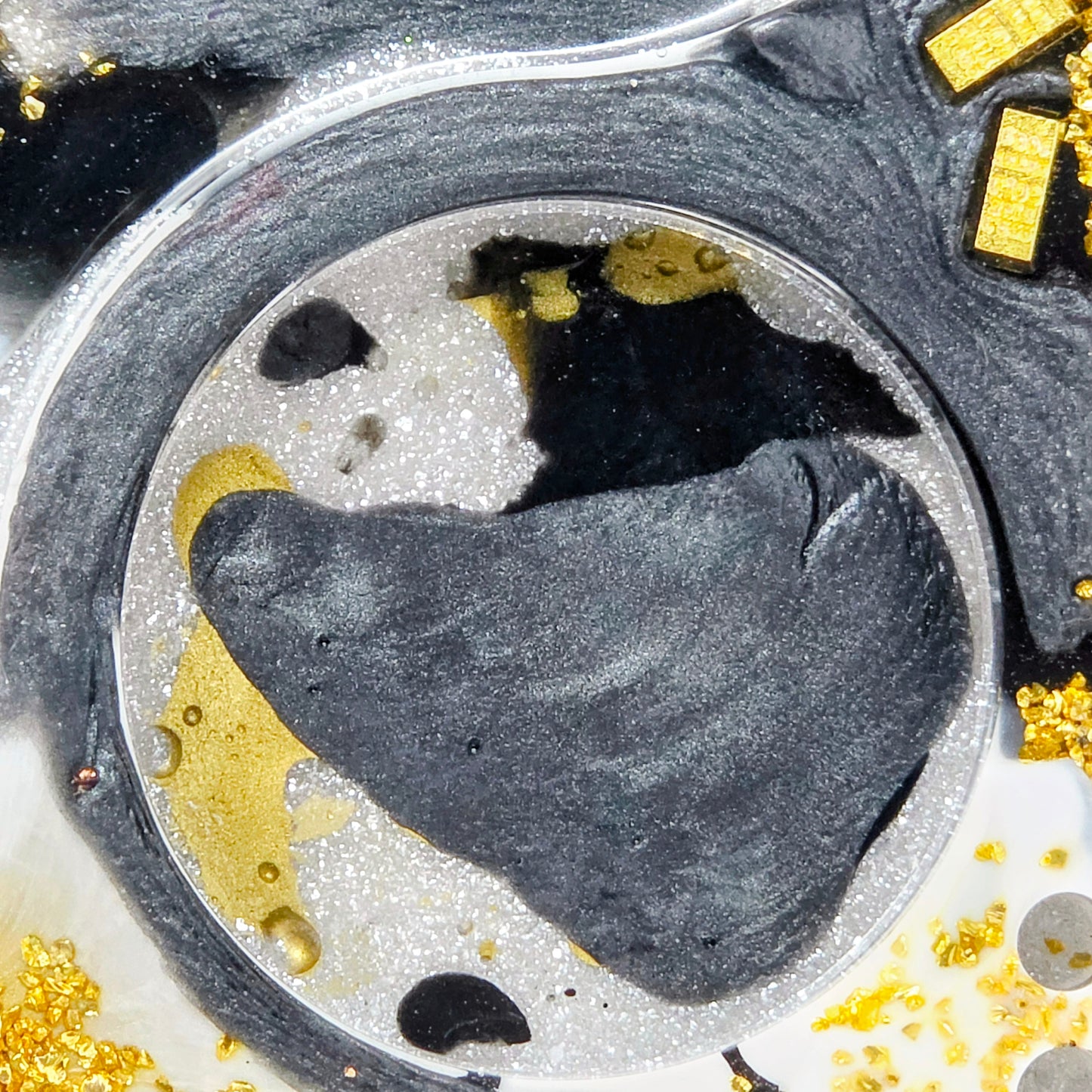 Handmade Resin Rolling Tray Set – Black White Gold Bar | $100 Bill & Gold Rooster | 3-Piece Set with Ashtray + Pipe Rest | Savage Studio Creations