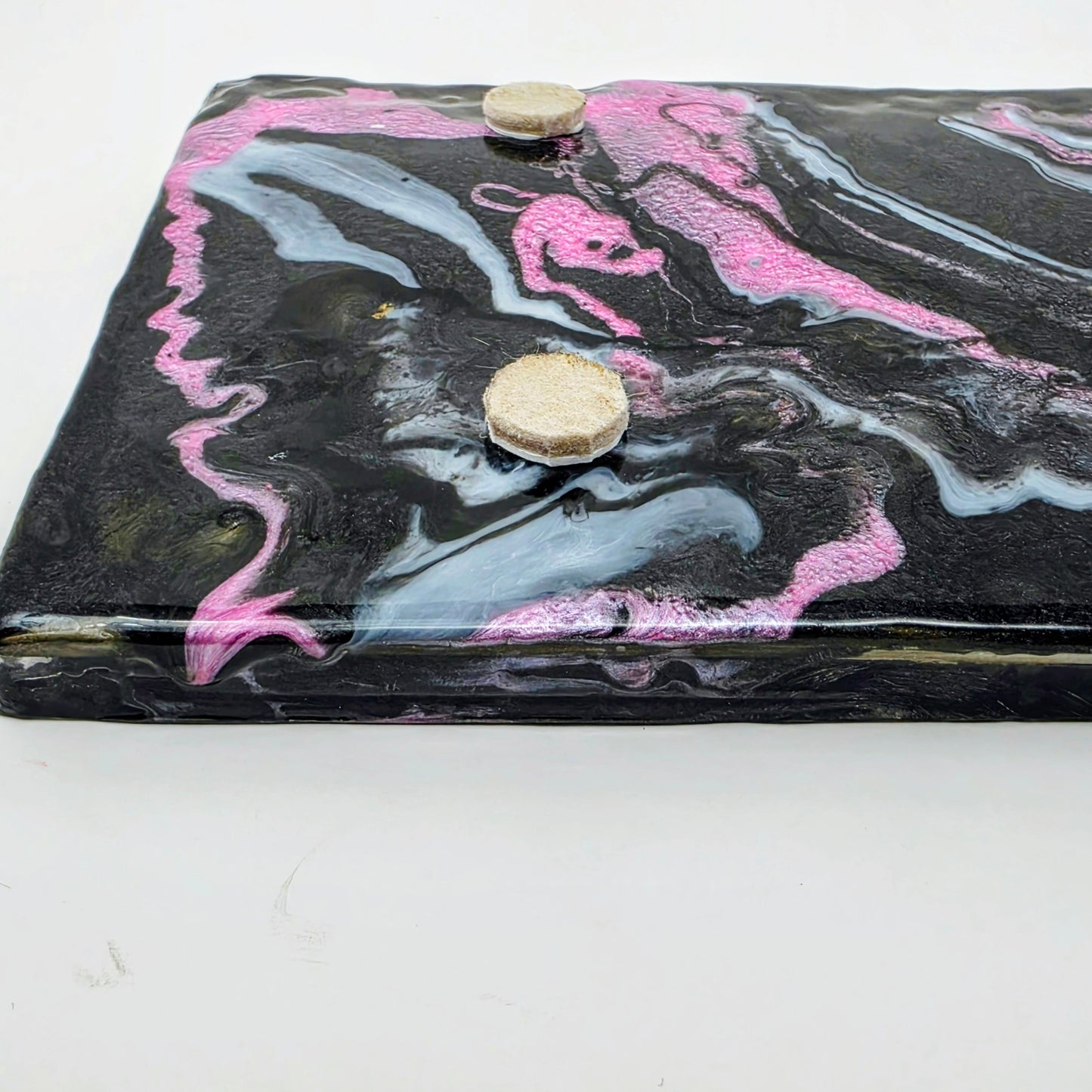 Handmade Resin Rolling Tray Set – Shhh No One Cares Skeleton | Pink Yellow Black Pearl Glitter | Butterflies + Tray & Ashtray Set | Savage Studio Creations