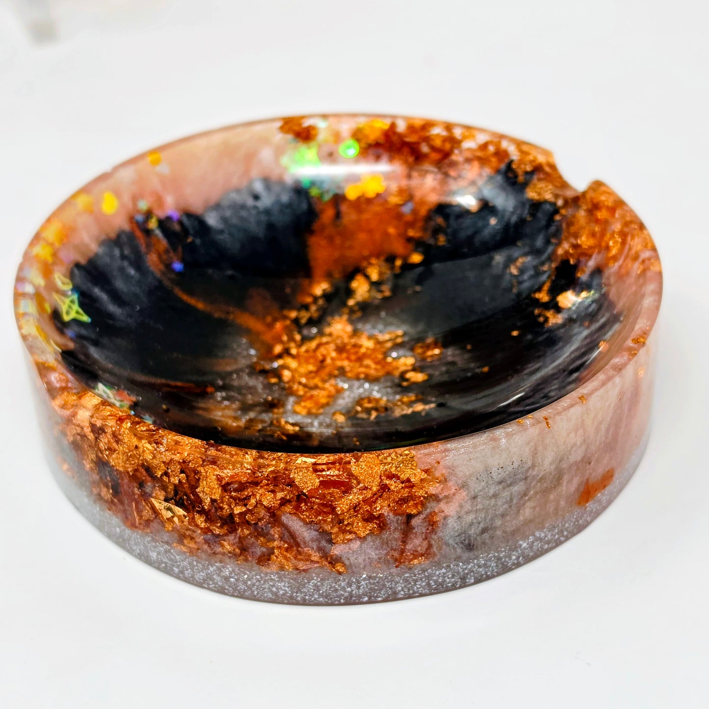 Handmade Resin Rolling Tray Set – Copper Black White Marble | Carpe Diem | 4-Piece Set with Ashtray, Jars + Pipe Rest | Savage Studio Creations