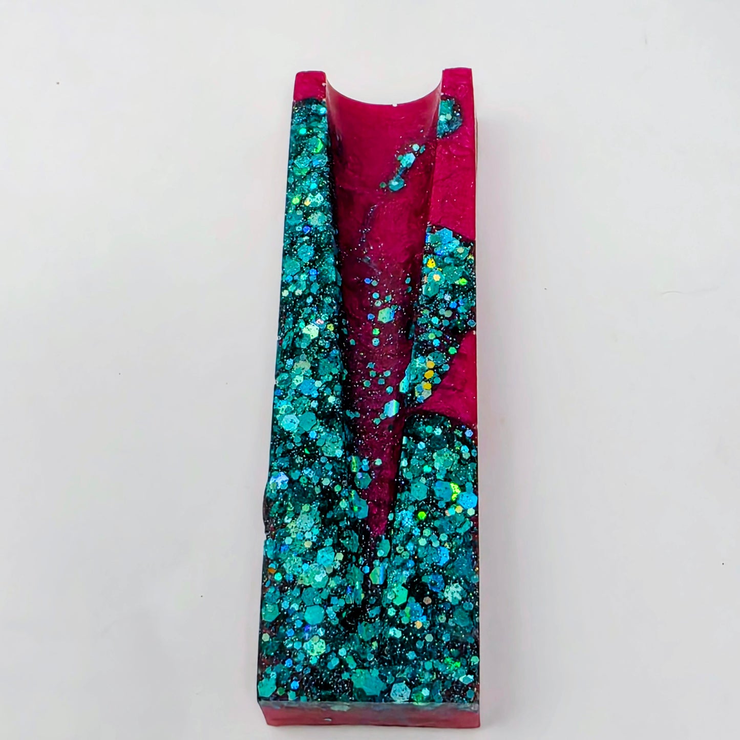 Handmade Resin Rolling Tray Set – Audrey Hepburn Happy Girls Are The Prettiest | Teal Pink Blue Splash | 3-Piece with Ashtray + Pipe Rest | Savage Studio Creations