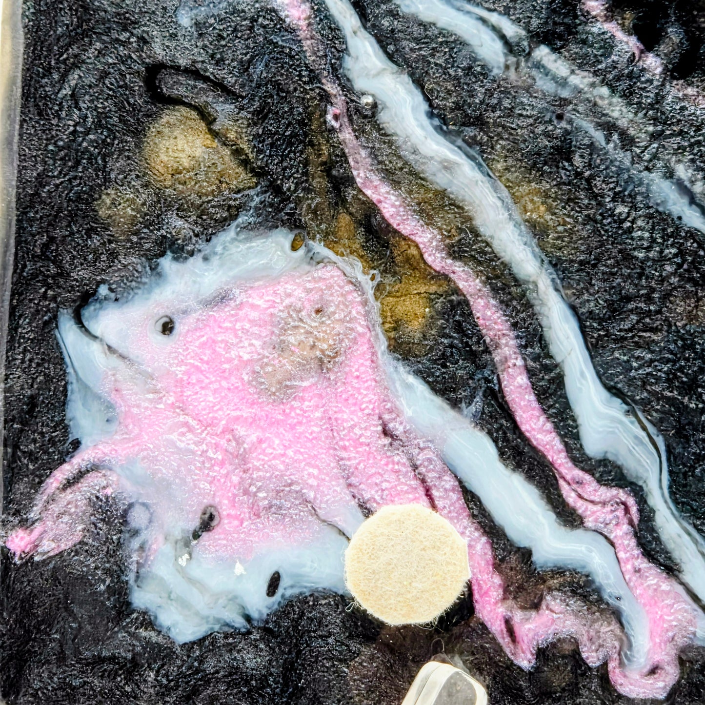 Handmade Resin Rolling Tray Set – Shhh No One Cares Skeleton | Pink Yellow Black Pearl Glitter | Butterflies + Tray & Ashtray Set | Savage Studio Creations