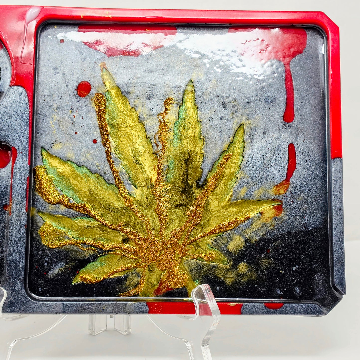 Handmade Resin Rolling Tray – Rooster Squad Official | Red Grey Black Gold Green Mica | Elevated Truth Collector Tray | Savage Studio Creations
