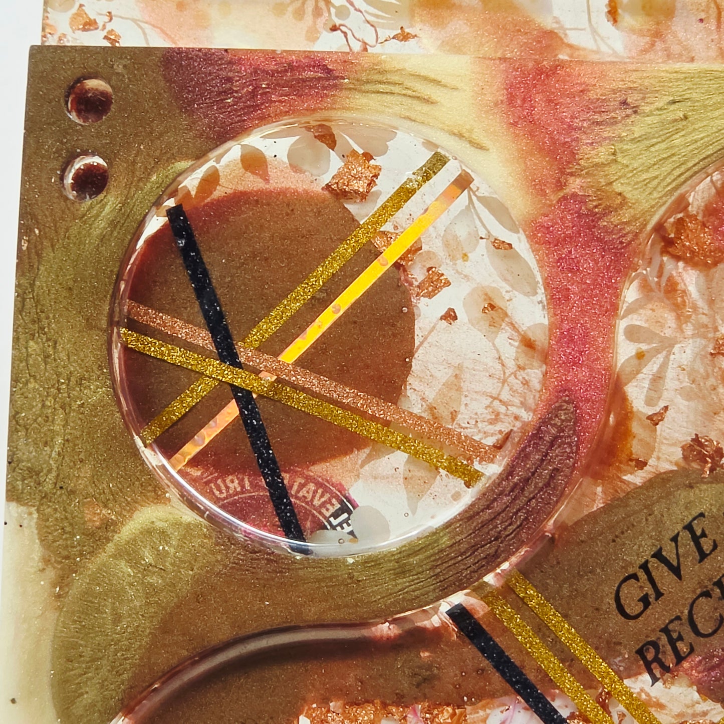 Handmade Resin Rolling Tray Set – Copper Grey White Floral | Give Without Remembering | 4-Piece with Jar Ashtray + Pipe Rest | Savage Studio Creations