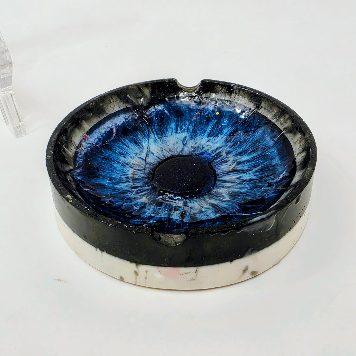 Handmade Resin Ashtray – Deep Blue Galaxy Eye | Midnight Iris | Round Art Ashtray | Savage Studio Creations